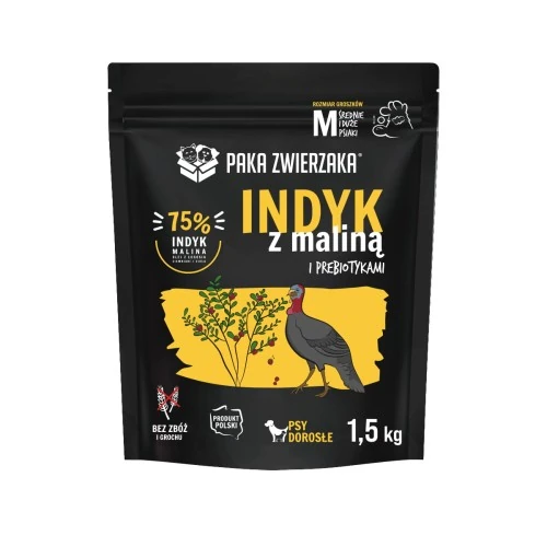 Paka Zwierzaka indyk z maliną 1,5kg/3kg - sucha karma dla psów