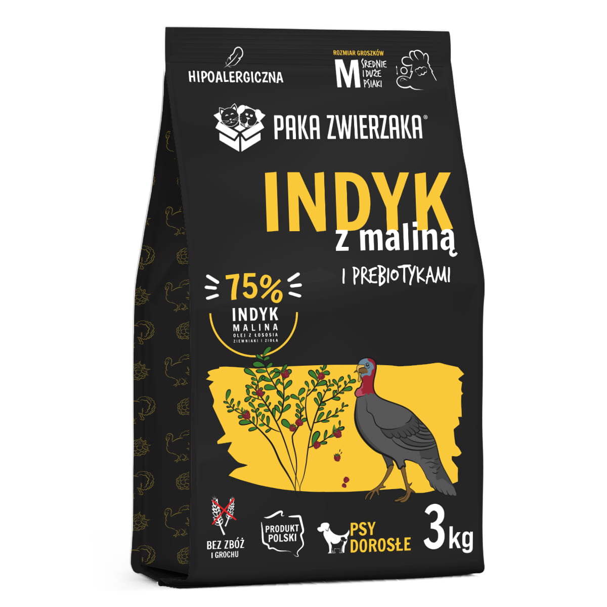 Paka Zwierzaka indyk z maliną 1,5kg/3kg - sucha karma dla psów