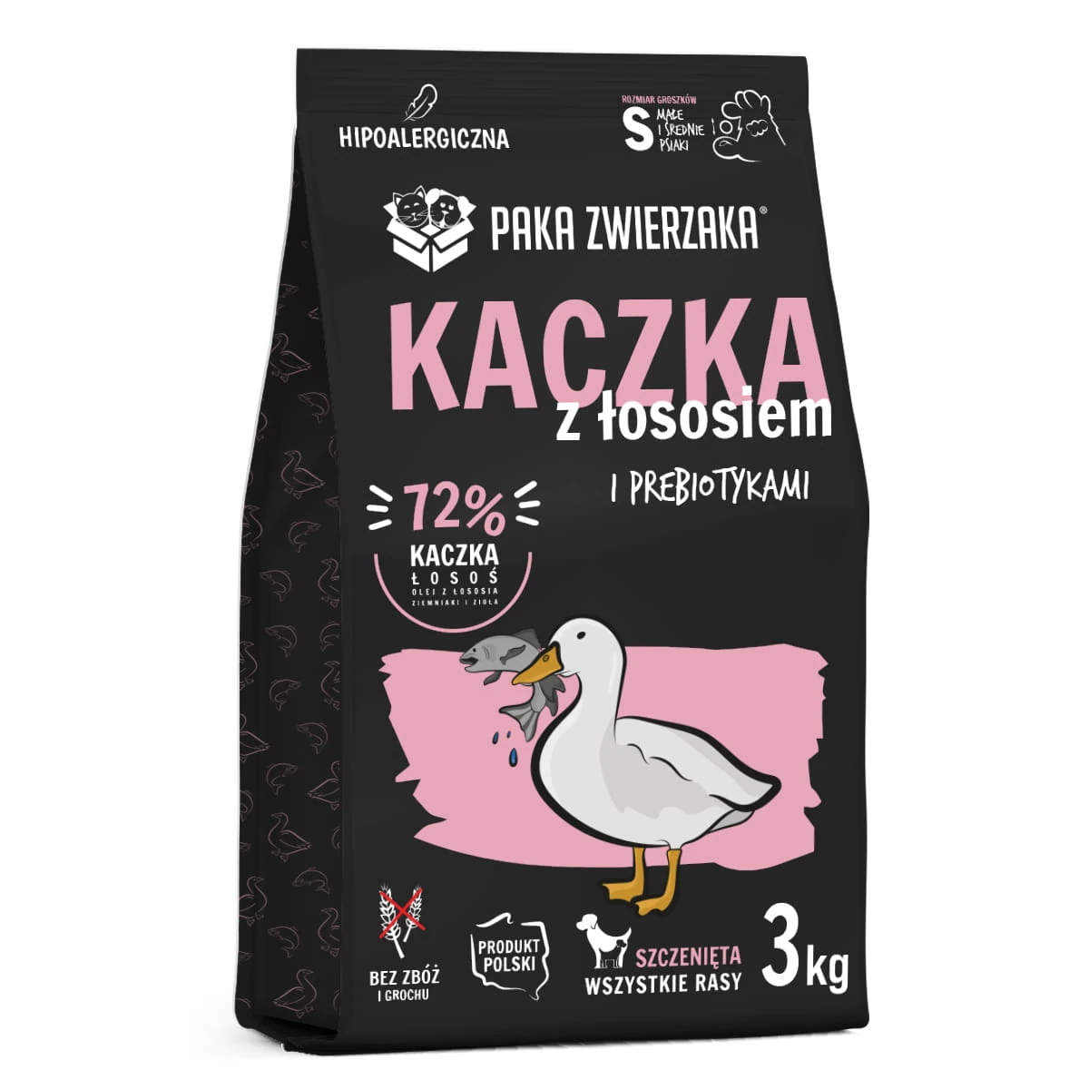 Paka Zwierzaka Puppy kaczka z łososiem 1,5kg/3kg - sucha karma dla szczeniąt