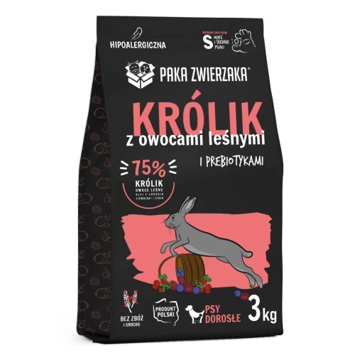 Paka Zwierzaka MINI Królik z owocami S 1,5kg/3kg - sucha karma dla psów