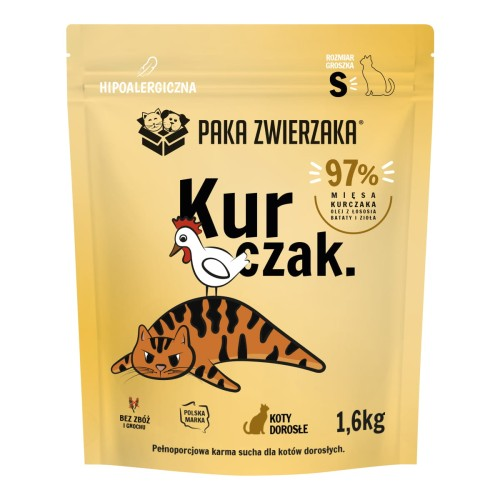 Paka Zwierzaka Kurczak S 400g/1,6kg - sucha karma dla kotów dorosłych