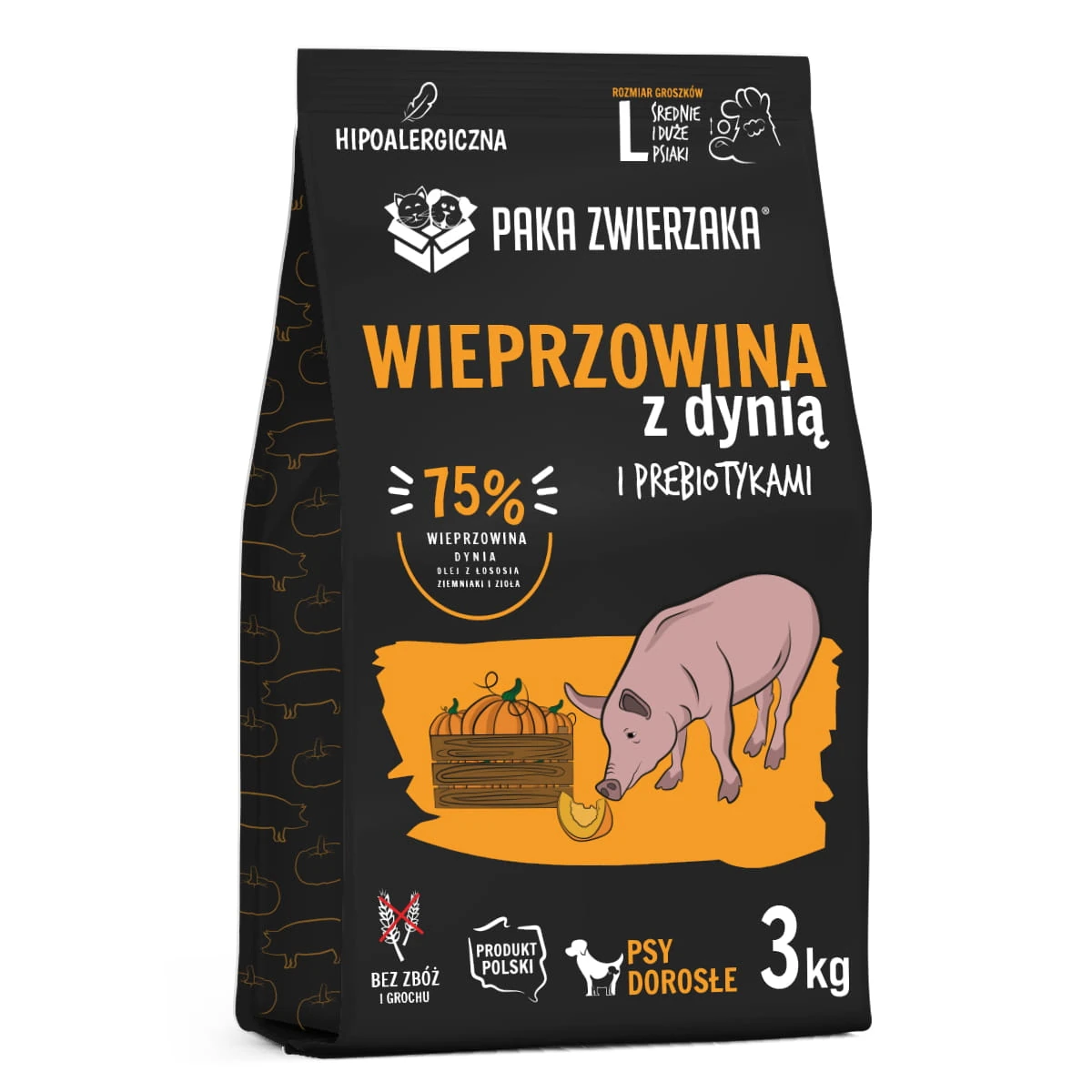 Paka Zwierzaka Wieprzowina z dynią L 1,5kg/3kg - sucha karma dla psów