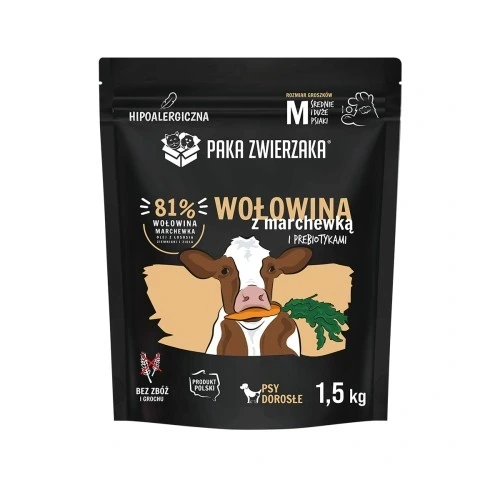 Paka Zwierzaka wołowina z marchewką M 1,5kg/3kg - sucha karma dla psów