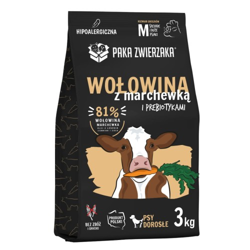 Paka Zwierzaka wołowina z marchewką M 1,5kg/3kg - sucha karma dla psów