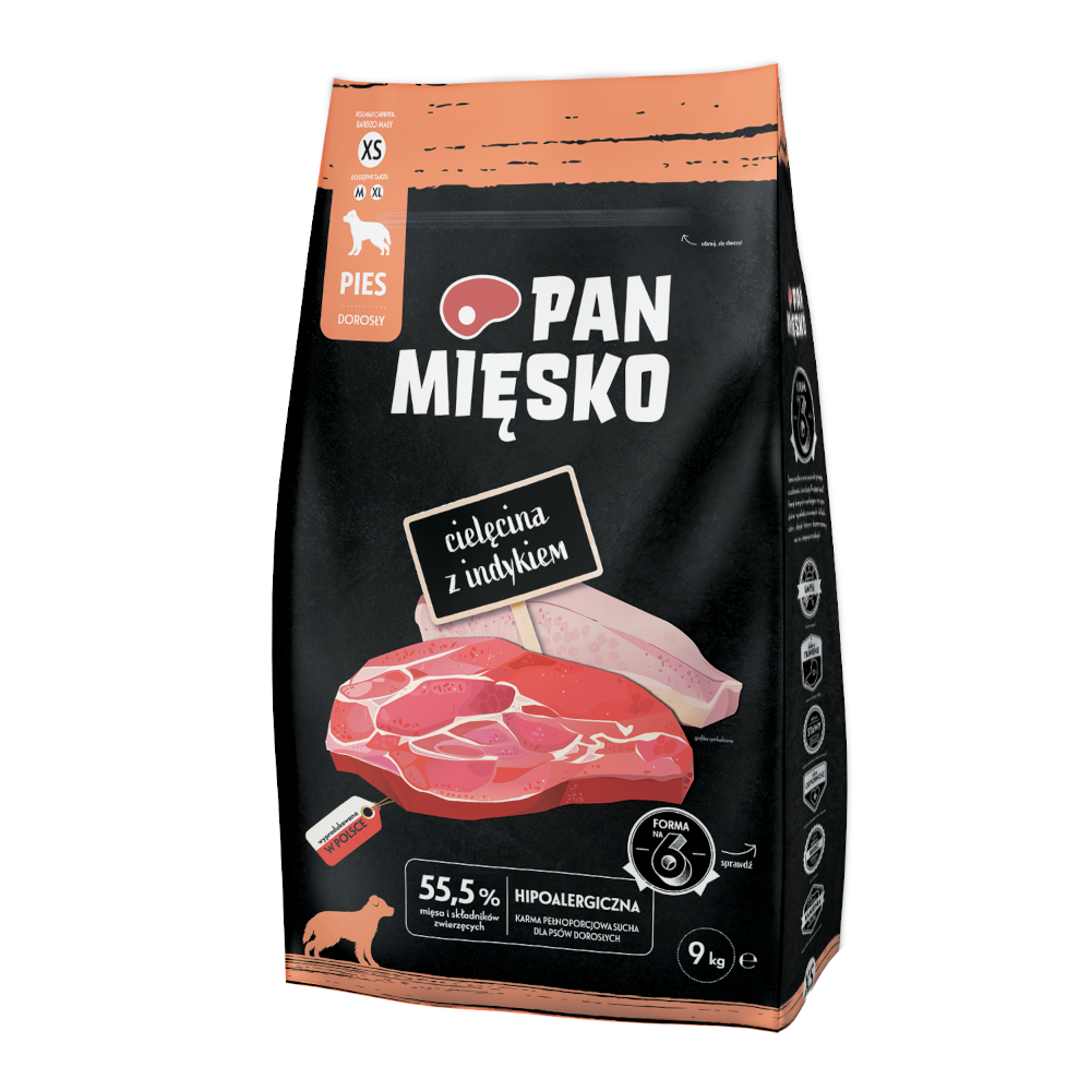 Pan Mięsko (cielęcina z indykiem) 3kg/9kg - sucha karma dla psów