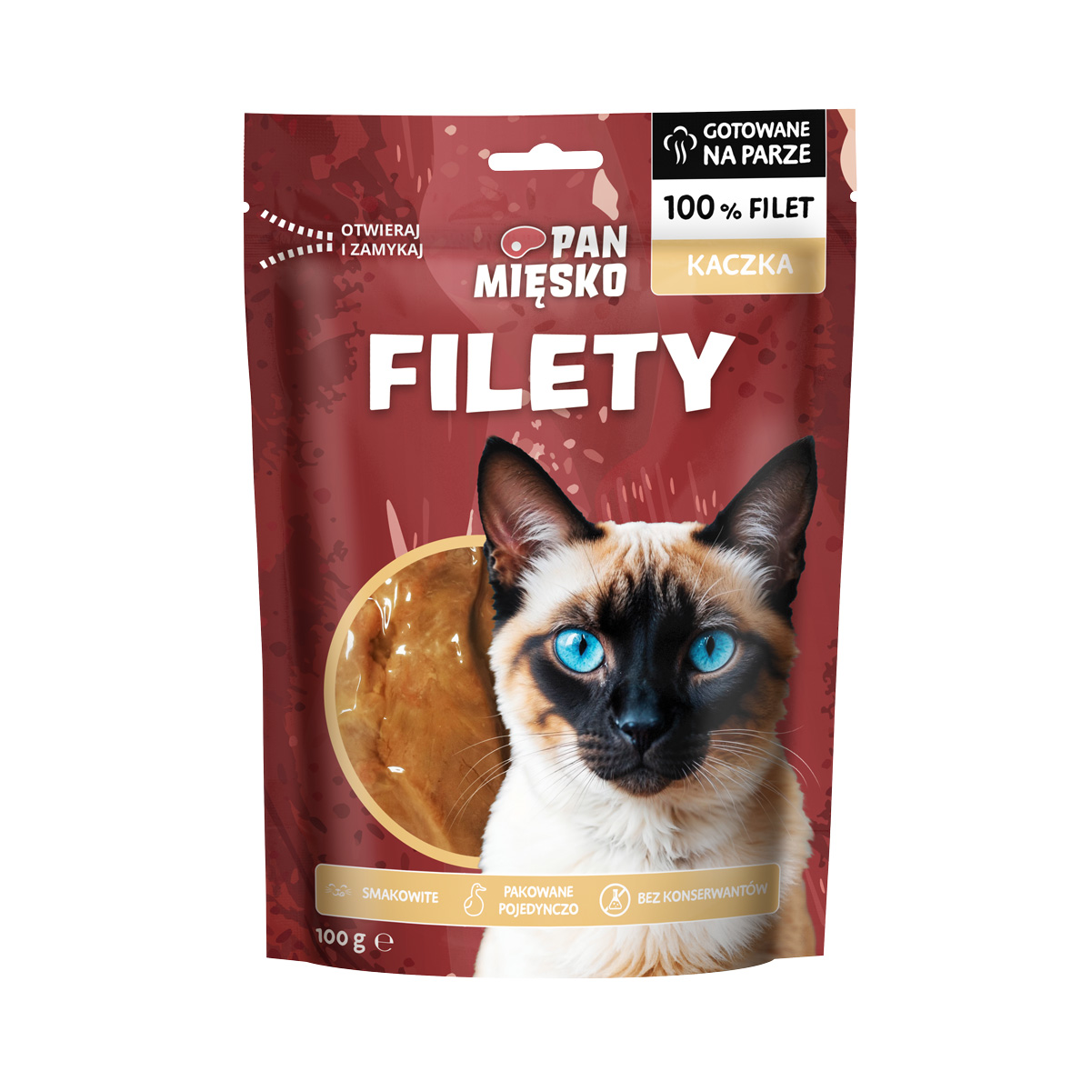 Pan Mięsko Filety z Kaczki 100g - przysmak dla kota
