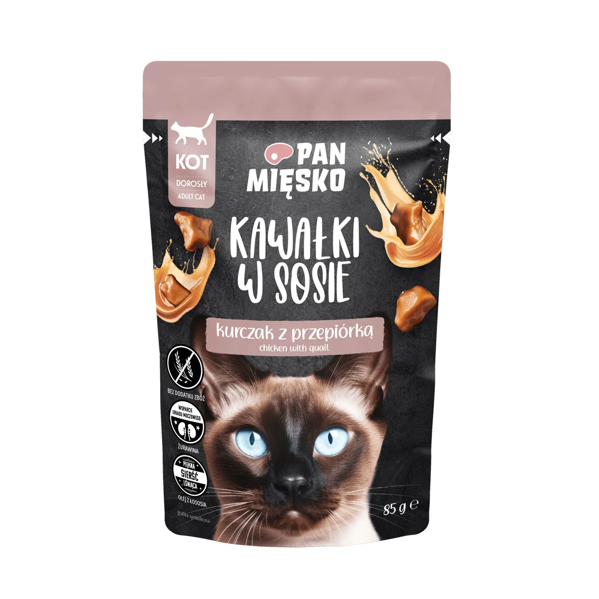 Pan Mięsko w sosie Kurczak z Przepiórką 85g - mokra karma dla kotów