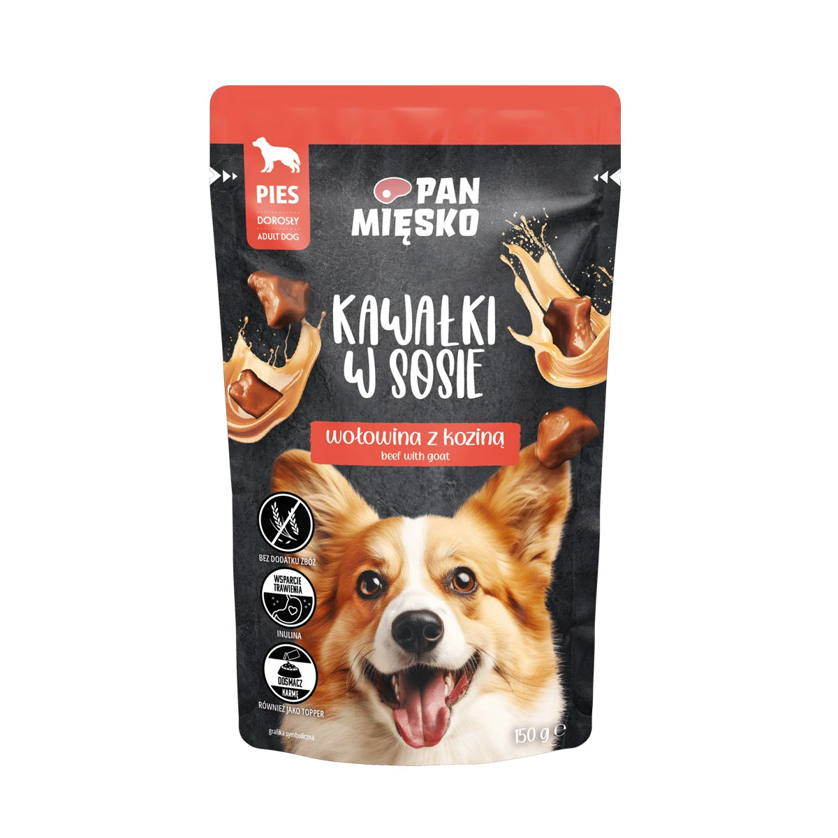 Pan Mięsko w sosie Wołowina z Koziną 150g - mokra karma dla psa