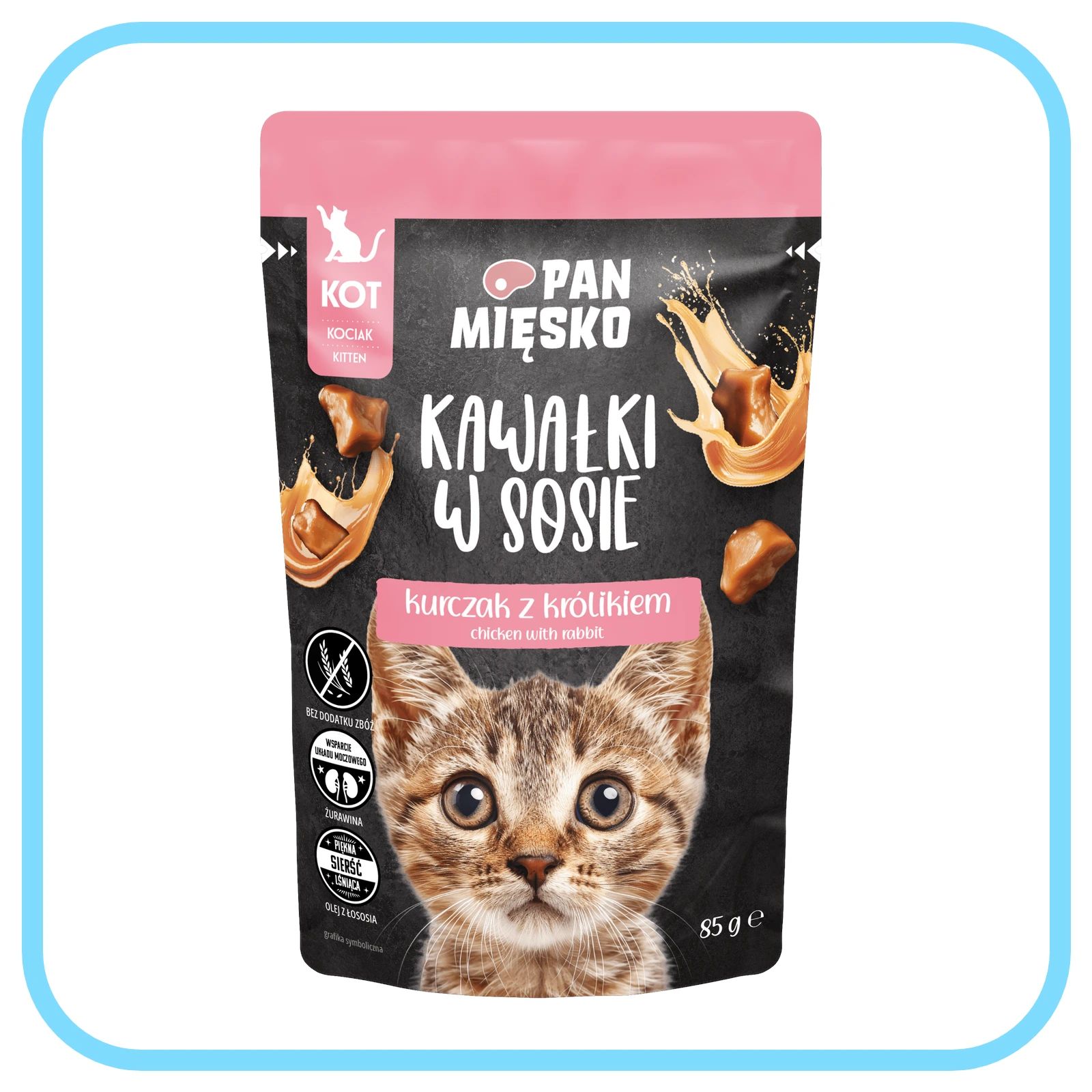 Pan Mięsko w sosie Kurczak z Królikiem 85g - mokra karma dla kociąt