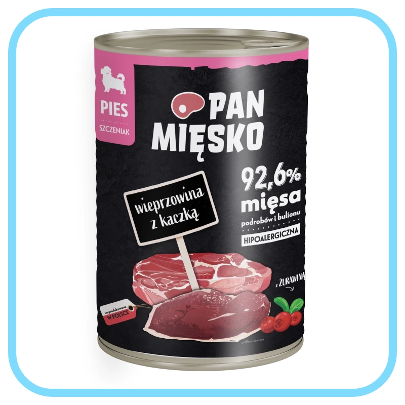 Pan Mięsko Wieprzowina Kaczka 400g - puszka dla psa