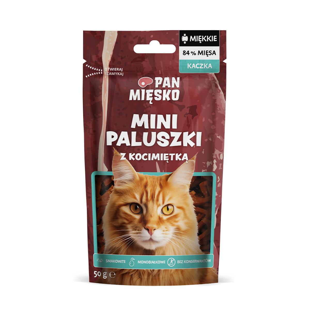 Pan Mięsko Paluszki z kaczki 50g - przysmak dla kota