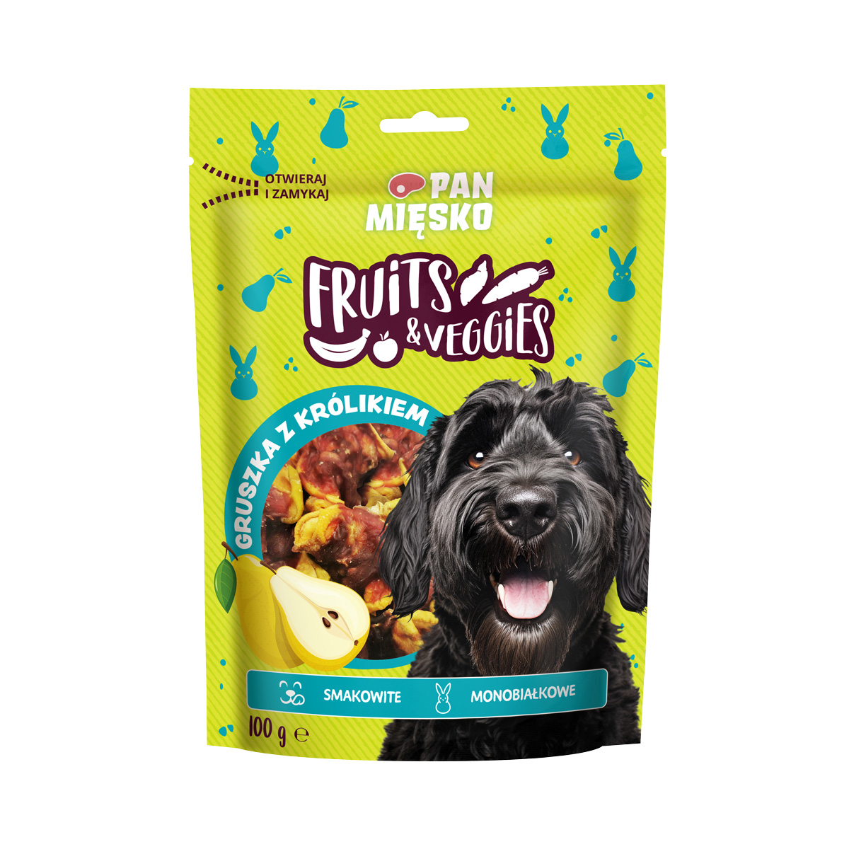 Pan Mięsko Fruits & Veggies Gruszka Królik 100g - przysmak dla psa