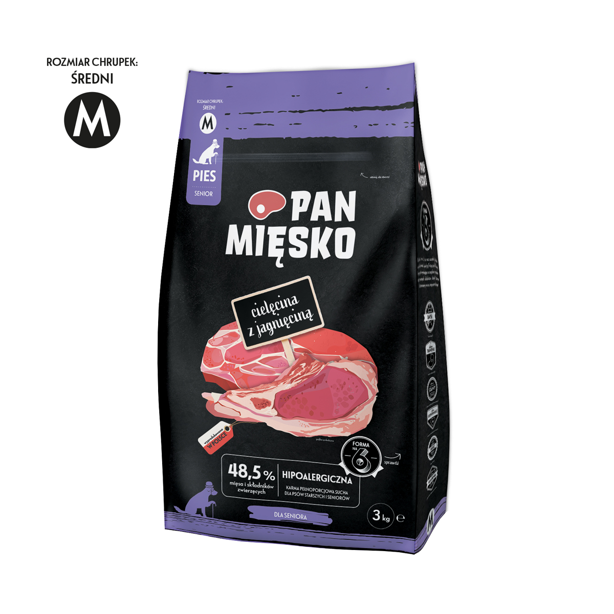 Pan Mięsko (cielęcina z jagnięciną) 3kg/9kg - sucha karma dla psów seniorów