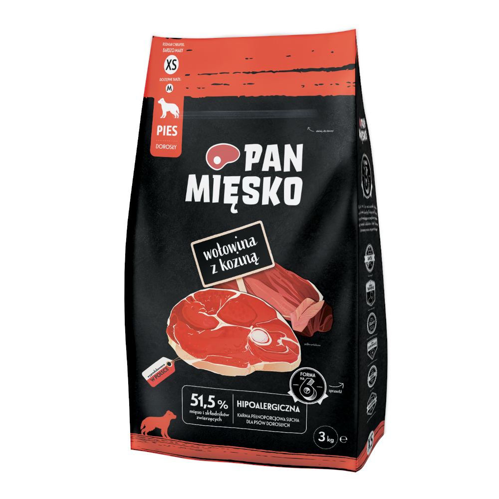 Pan Mięsko (wołowina z koziną) 3kg/9kg - sucha karma dla psów