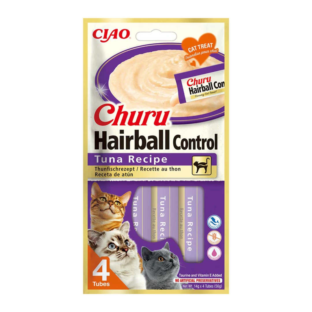 Inaba Churu Cat Hairball tuńczyk 4x14g - przysmak dla kota w kremie