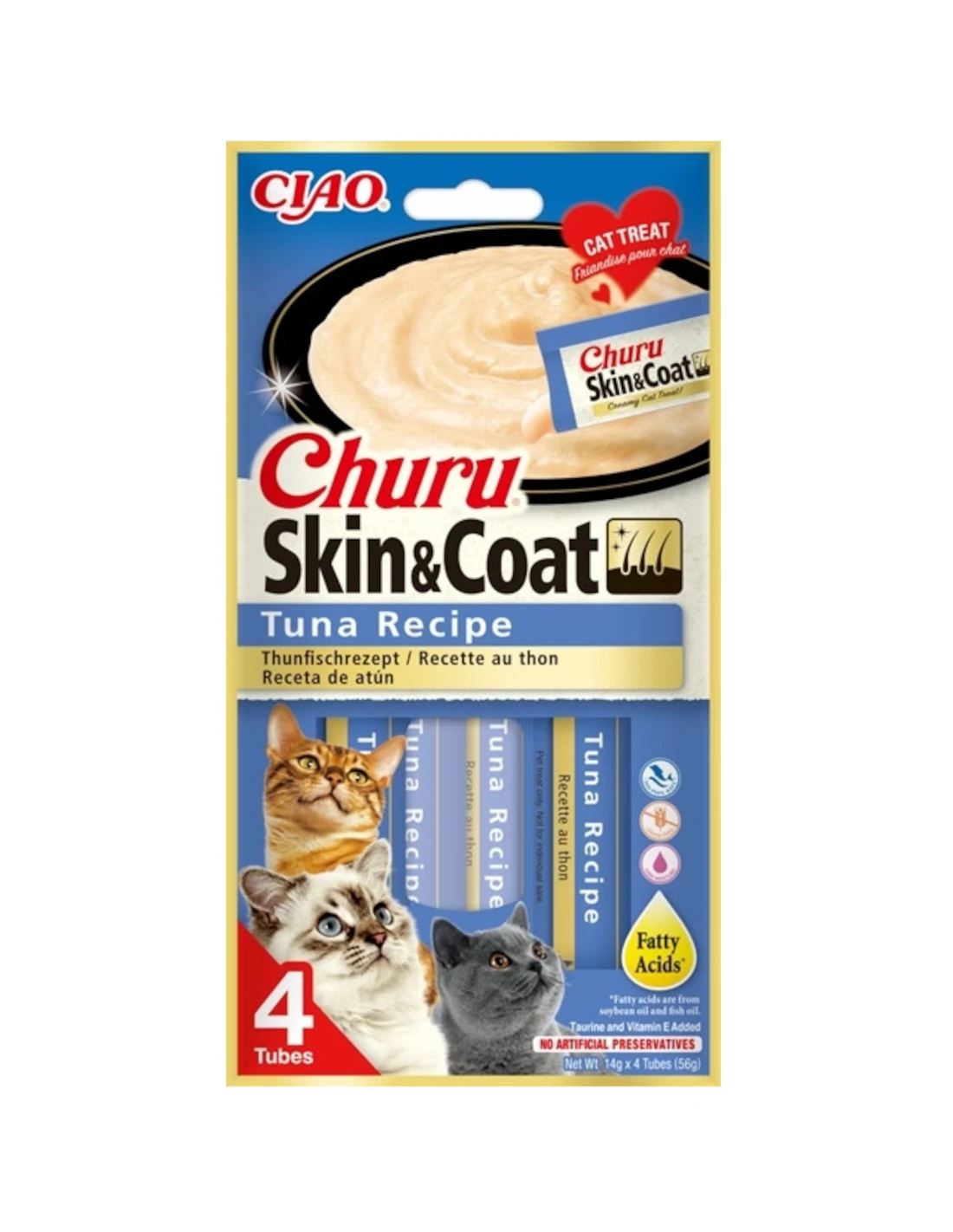 Inaba Churu Cat Skin&Coat tuńczyk 4x14g - przysmak dla kota w kremie