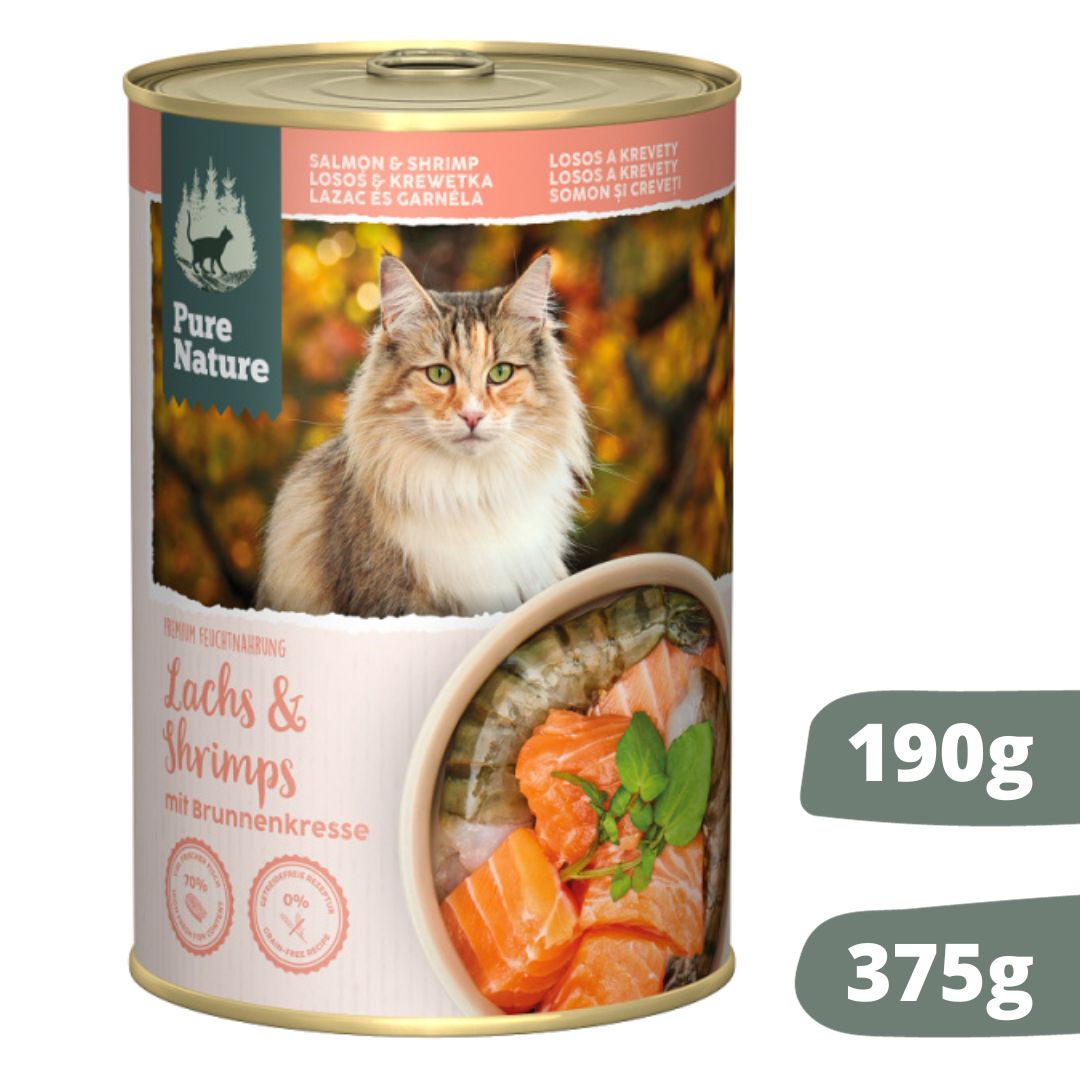 Pure Nature Cat łosoś z krewetkami puszka 190g/375g - mokra karma dla kotów