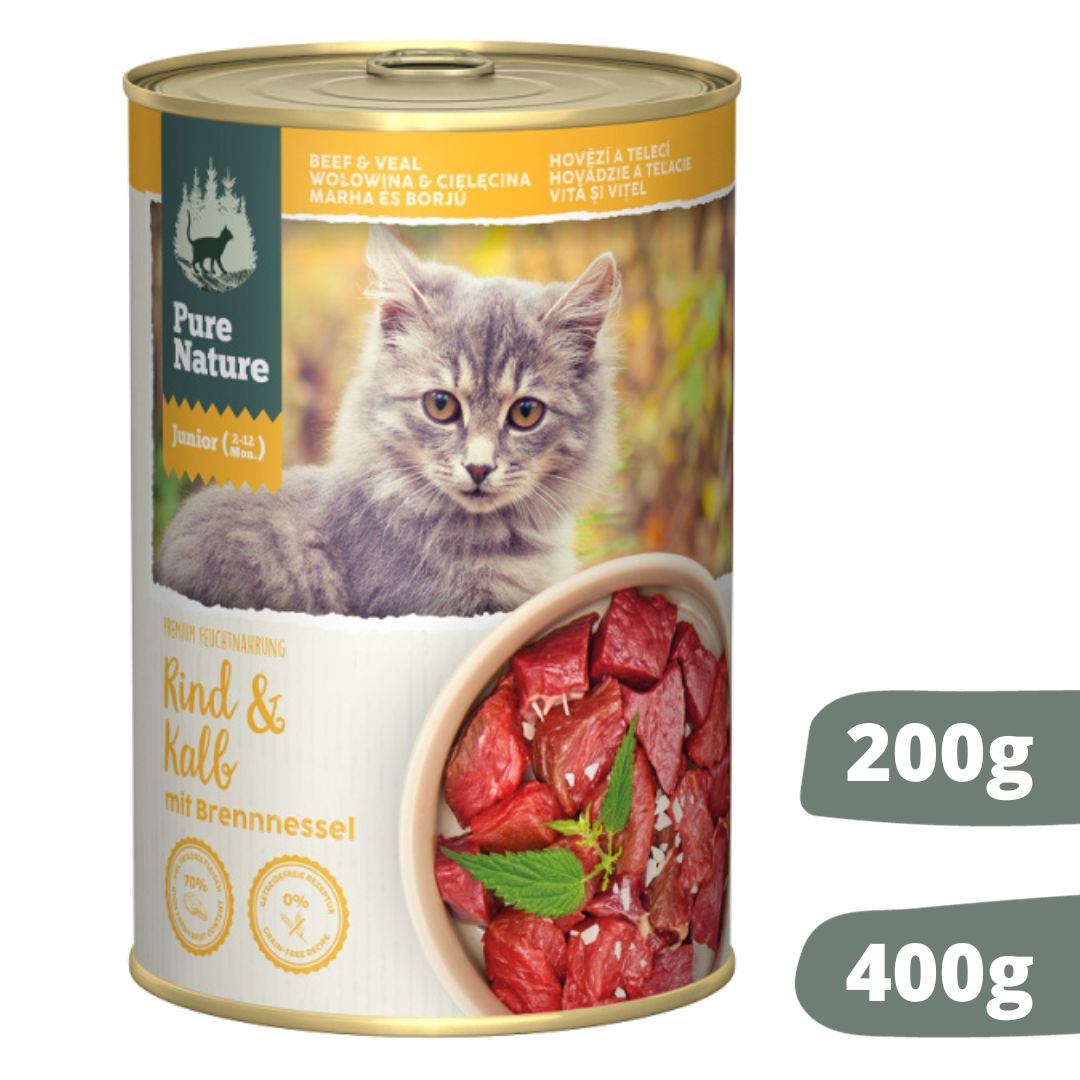 Pure Nature Kitten wołowina cielęcina puszka 200g/400g - mokra karma dla kociąt