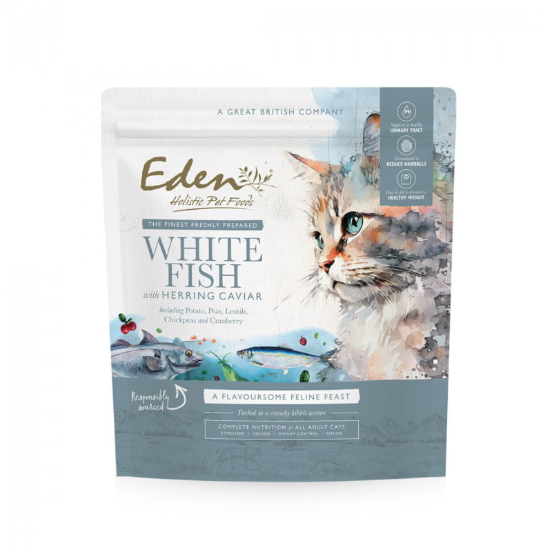 Eden kot Biała ryba i Kawior ze śledzia 1,5kg - sucha karma dla kotów