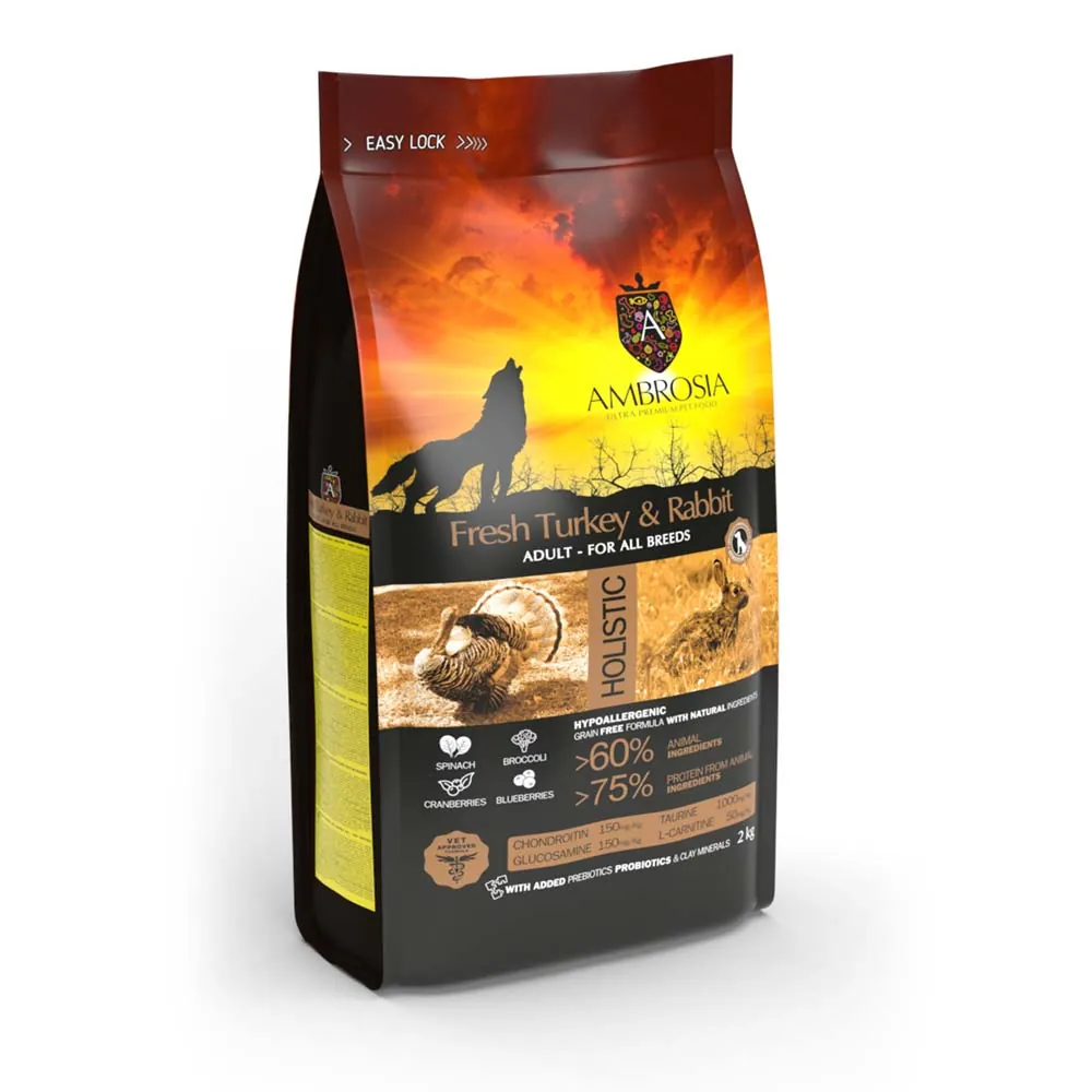 Ambrosia Adult Dog Sensitive indyk i królik 2kg - sucha karma dla psów