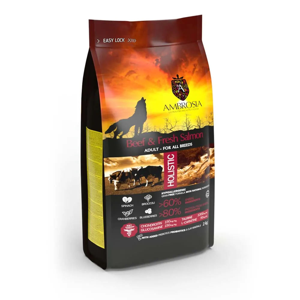 Ambrosia Adult Dog wołowina i łosoś 2kg - sucha karma dla psów