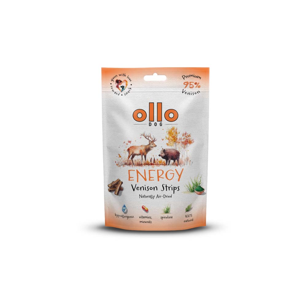 Ollo Air Dried Energy Strips Jeleń i Dzik 80g - przysmak dla psów