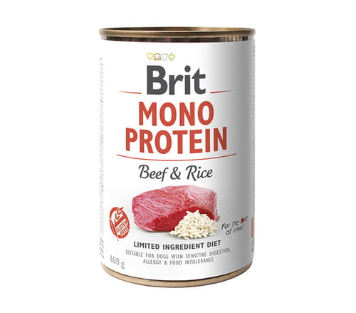 Brit Mono Protein wołowina z ryżem puszka 400g - mokra karma dla psów