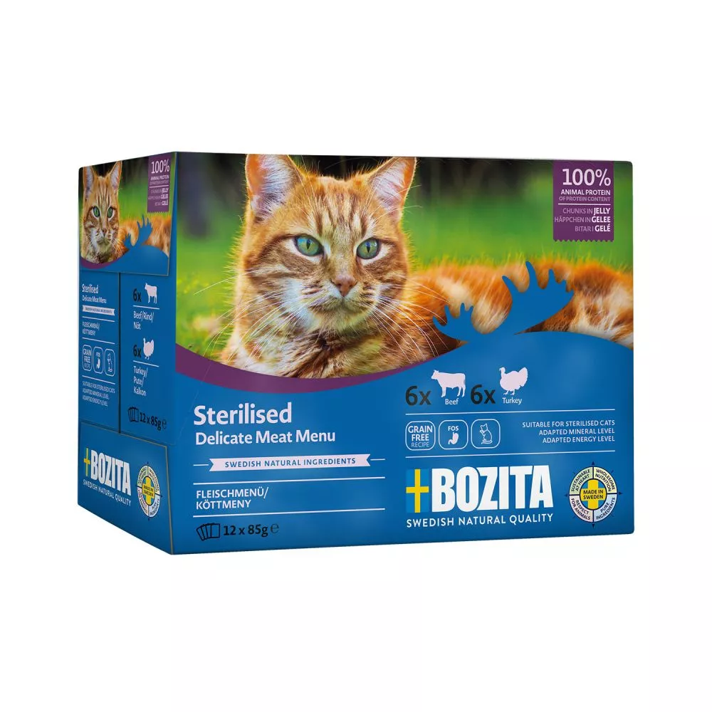 Bozita pakiet 12szt x 85g (mix smaków mięsnych w galarecie) - mokra karma dla kotów sterylizowanych