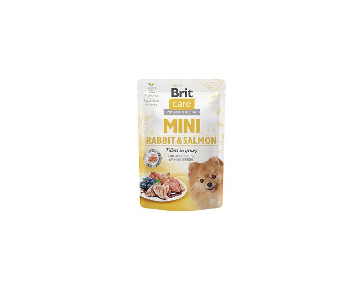 Brit Care Mini królik z łososiem w sosie saszetka 85g - mokra karma dla psów