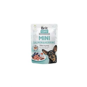 Brit Care Mini łosoś ze śledziem w sosie saszetka 85g - mokra karma dla psów