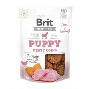 Brit Jerky MEATY COINS przysmak dla szczeniąt PUPPY turkey 80g