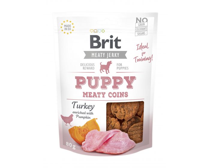 Brit Jerky MEATY COINS przysmak dla szczeniąt PUPPY turkey 80g