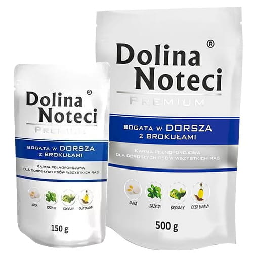 Dolina Noteci Dorsz z brokułami 150g/500g - mokra karma dla psów