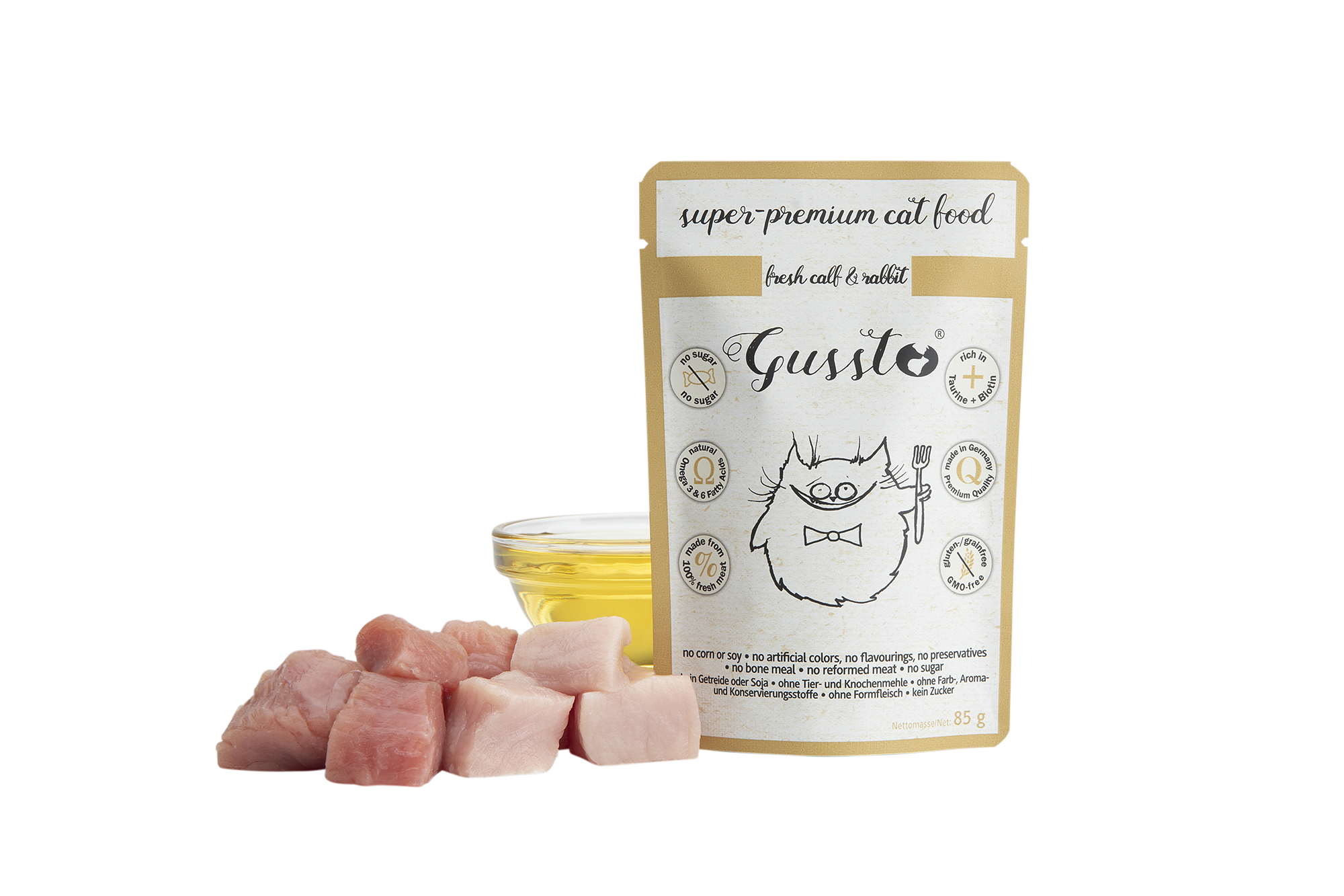 Gussto (świeża cielęcina i królik) saszetka 85g - mokra karma dla kotów