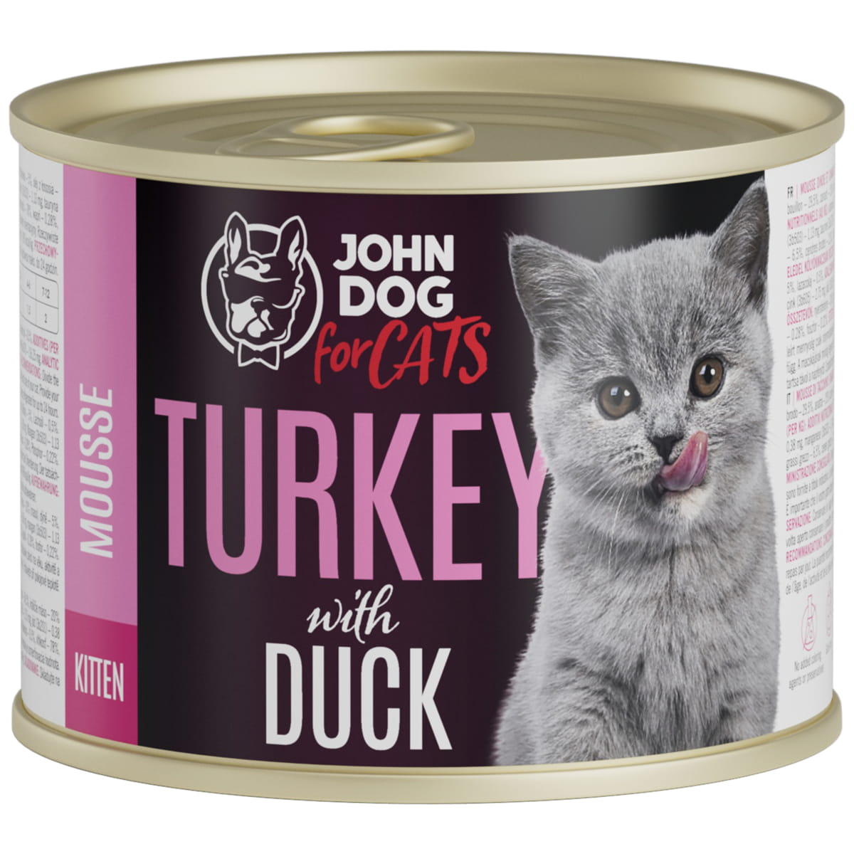 John Dog Cats indyk z kaczką w musie puszka 200g/400g - mokra karma dla kociąt