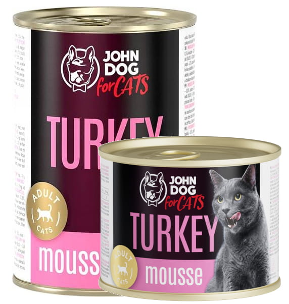 John Dog Cats indyk w musie puszka 200g/400g - mokra karma dla kotów