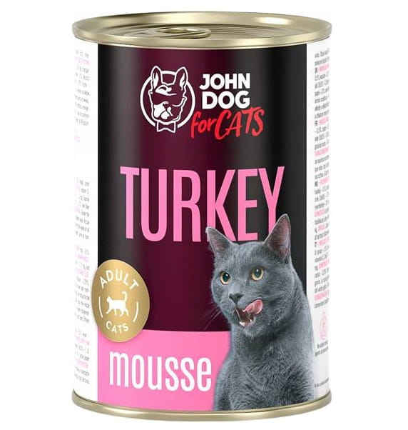 John Dog Cats indyk w musie puszka 200g/400g - mokra karma dla kotów