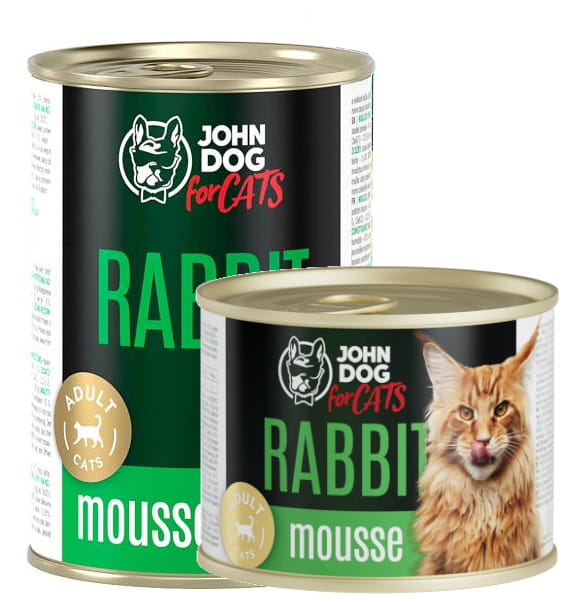 John Dog Cats królik w musie puszka 200g/400g - mokra karma dla kotów