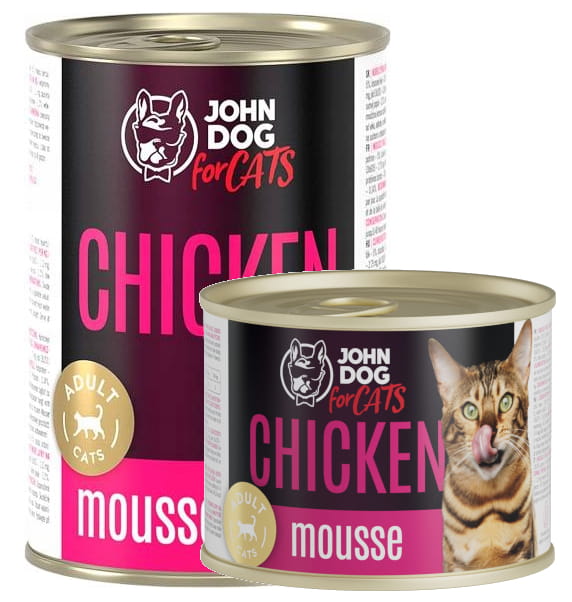 John Dog Cats kurczak w musie puszka 200g/400g - mokra karma dla kotów