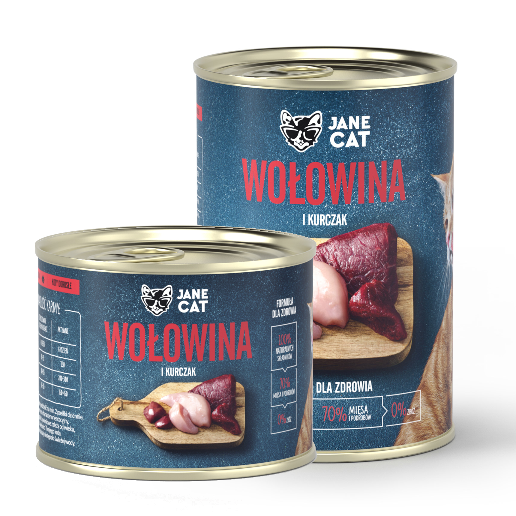 Jane Cat wołowina z kurczakiem puszka 200g/400g - mokra karma dla kotów