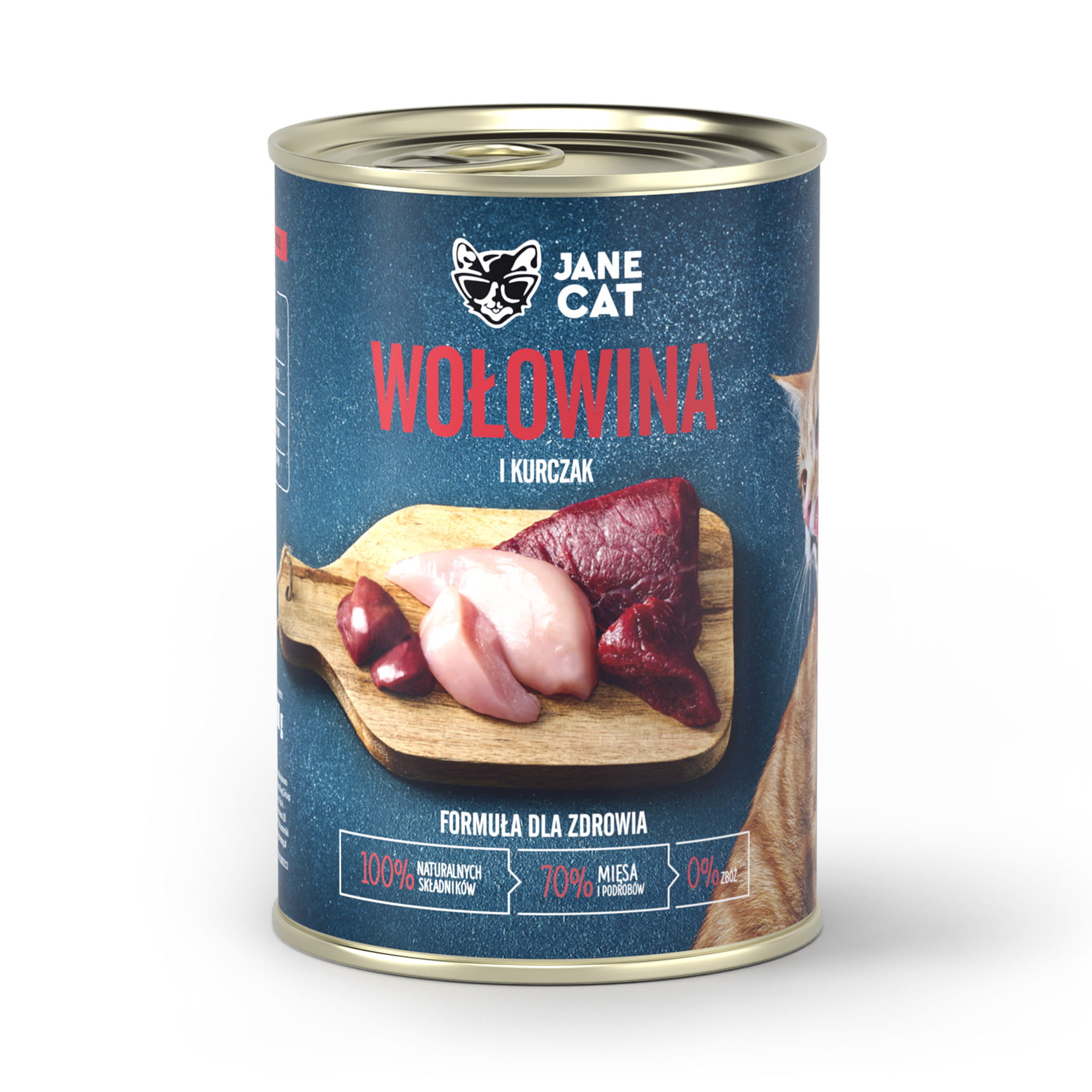 Jane Cat wołowina z kurczakiem puszka 200g/400g - mokra karma dla kotów