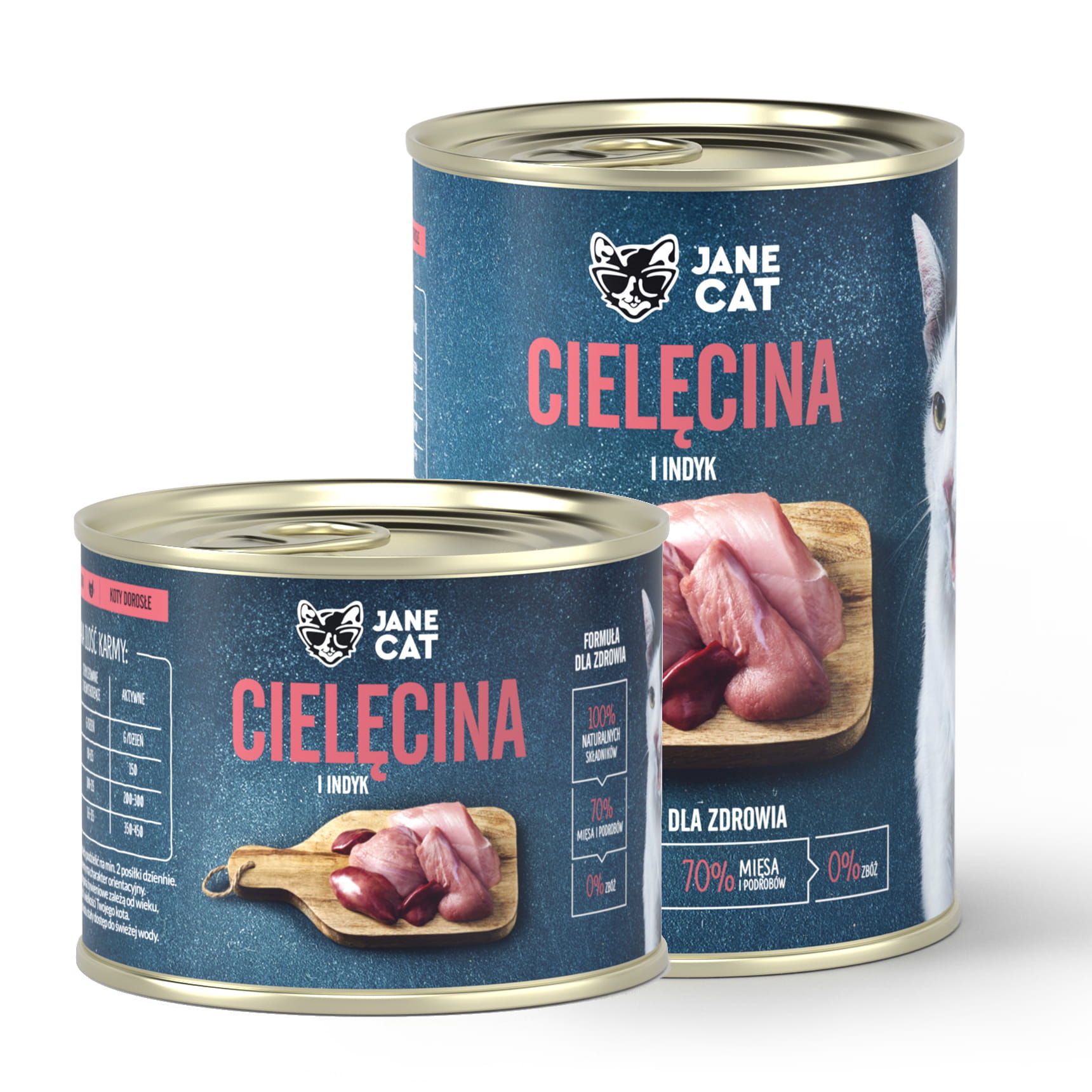 Jane Cat cielęcina z indykiem puszka 200g/400g - mokra karma dla kotów