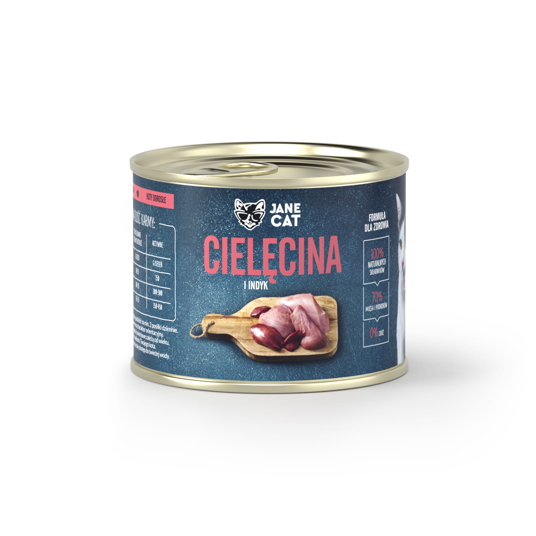 Jane Cat cielęcina z indykiem puszka 200g/400g - mokra karma dla kotów