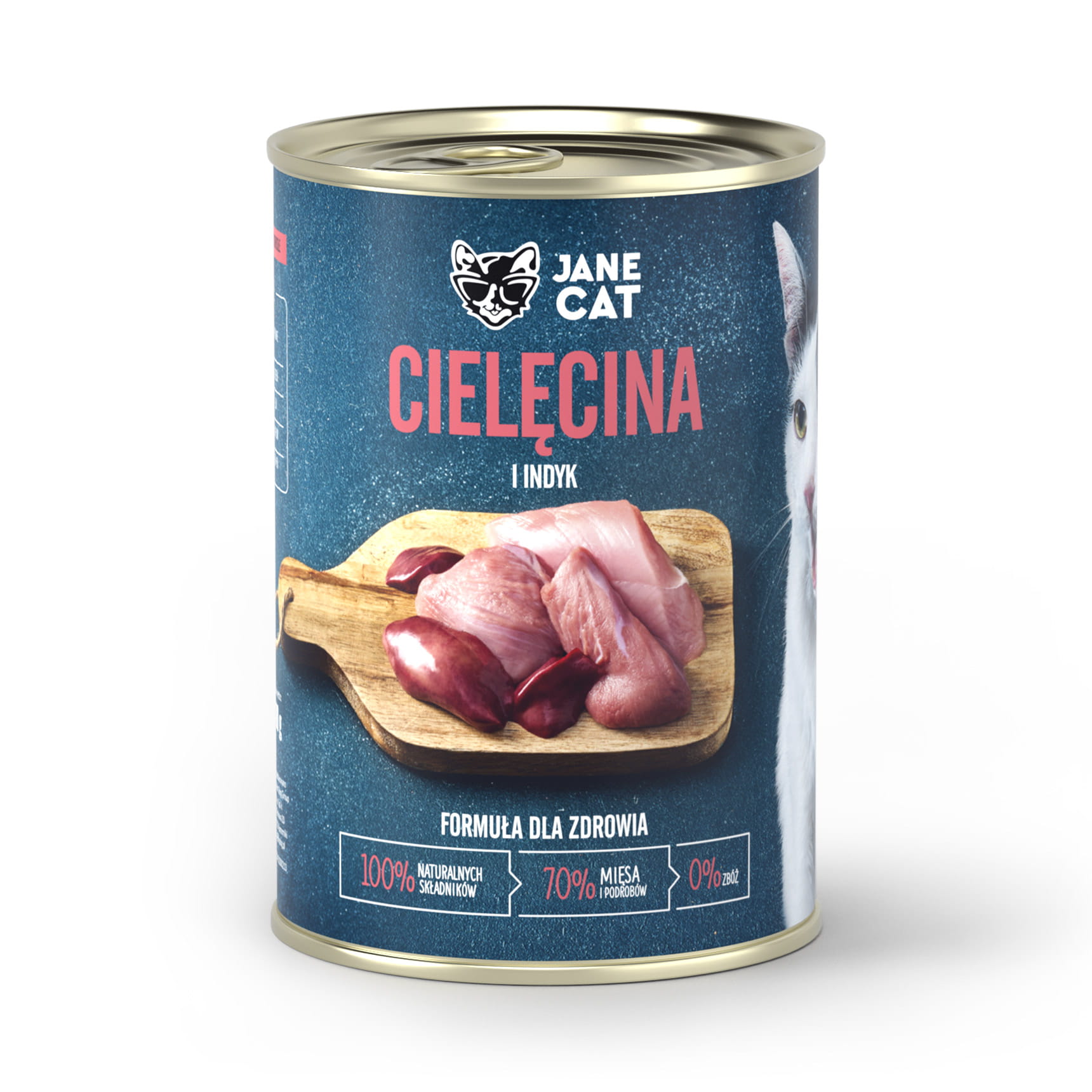 Jane Cat cielęcina z indykiem puszka 200g/400g - mokra karma dla kotów