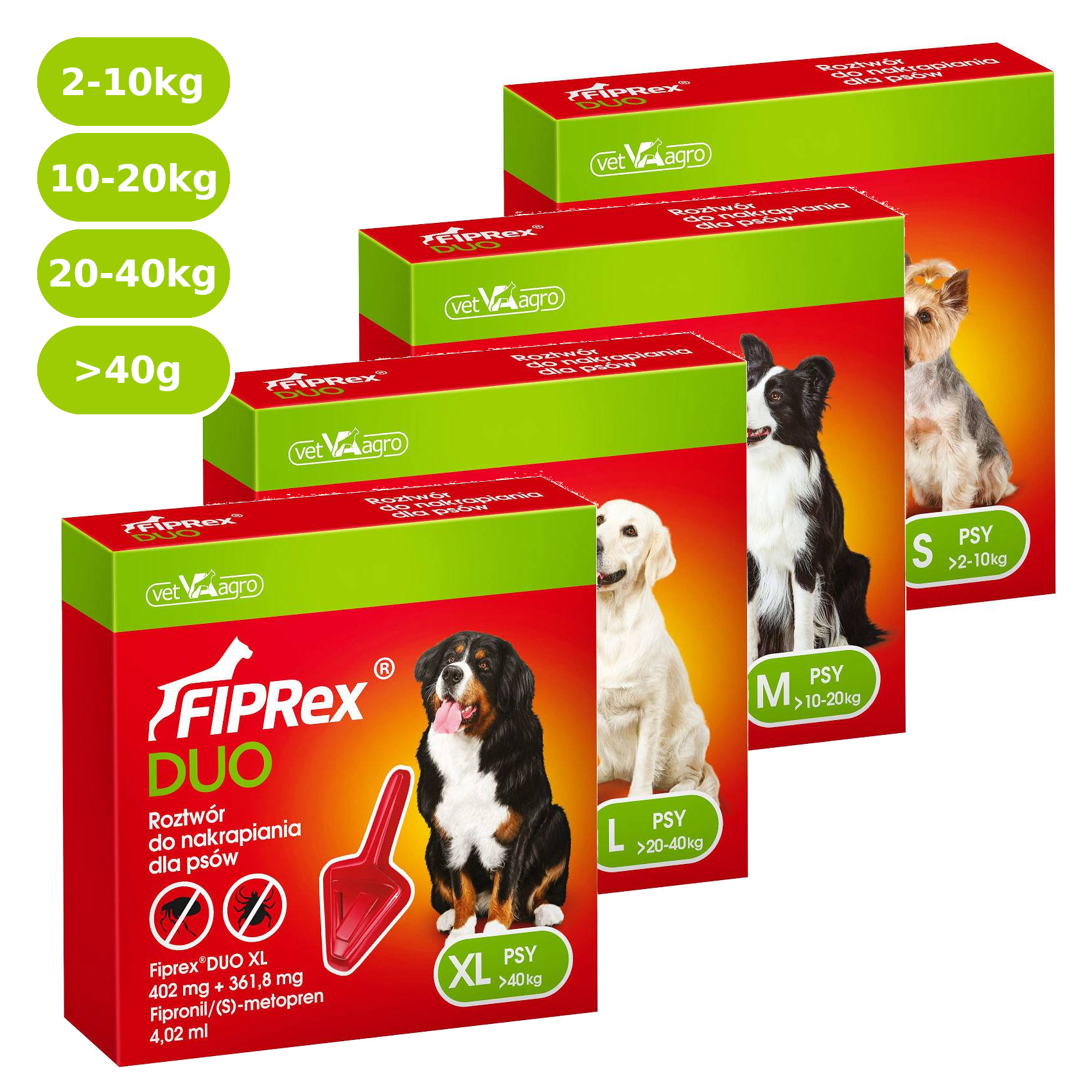 Fiprex DUO krople przeciwko pchłom i kleszczom dla psów S/M/L/XL
