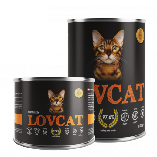 LOVCAT Pure Turkey (indyk) 200g/400g - mokra karma dla kotów