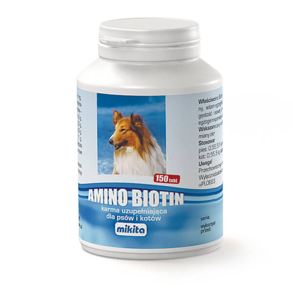 Mikita Amino-Biotin tabletki na sierść i zdrową skórę dla psów i kotów (150 tabletek)