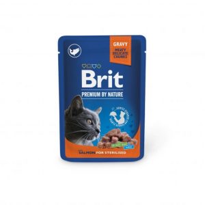 Brit Premium łosoś w sosie saszetka 100g - mokra karma dla kotów sterylizowanych