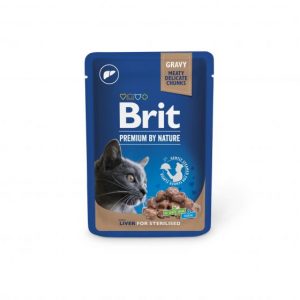 Brit Premium wątróbka z kurczaka w sosie saszetka 100g - mokra karma dla kotów sterylizowanych