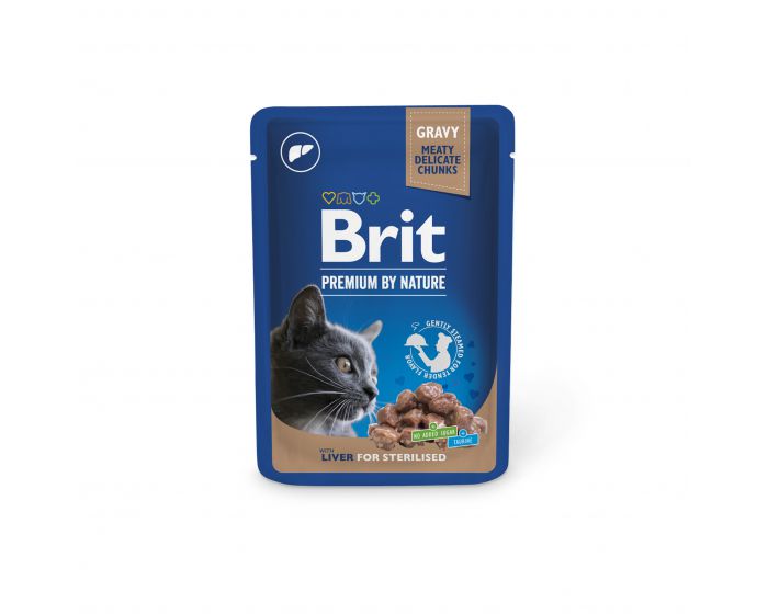Brit Premium wątróbka z kurczaka w sosie saszetka 100g - mokra karma dla kotów sterylizowanych